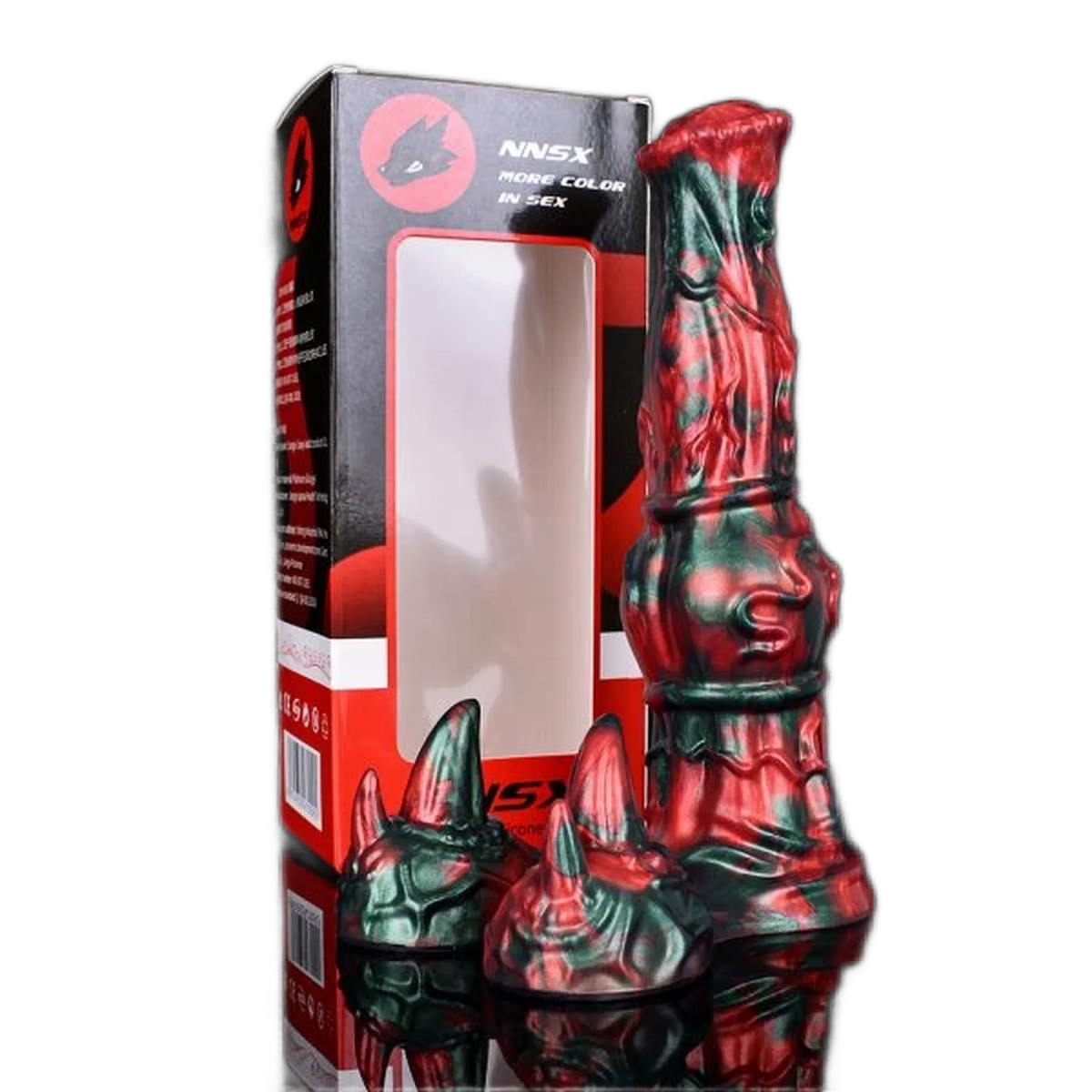 Dildo mostro silicone rosso verde confezione scatola nera rossa