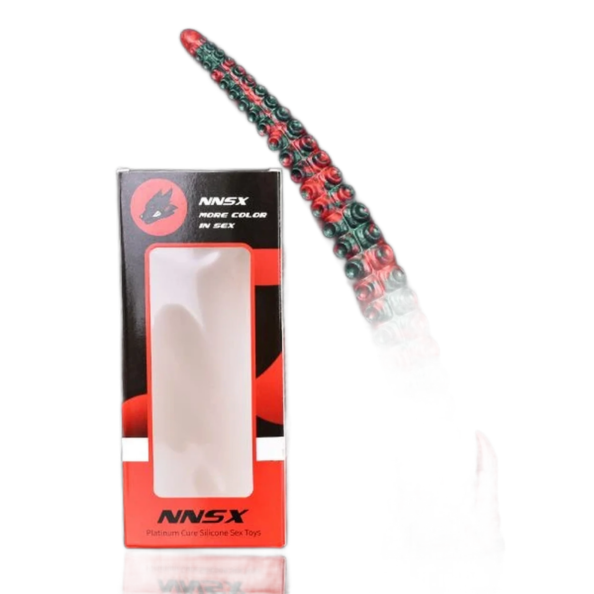 Dildo tentacolo mostro rosso e verde in silicone Platinum con confezione