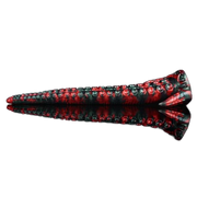 Dildo tentacolo rosso e verde scuro in silicone con ventose e base scolpita