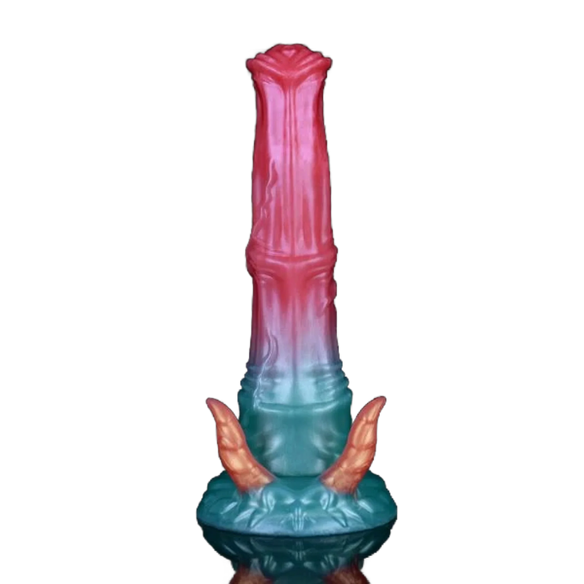 Dildo Hellfire Vicky silicone rosso-blu con corna arancioni