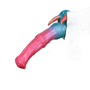 Dildo Hellfire Vicky silicone rosa-turchese tenuto mano