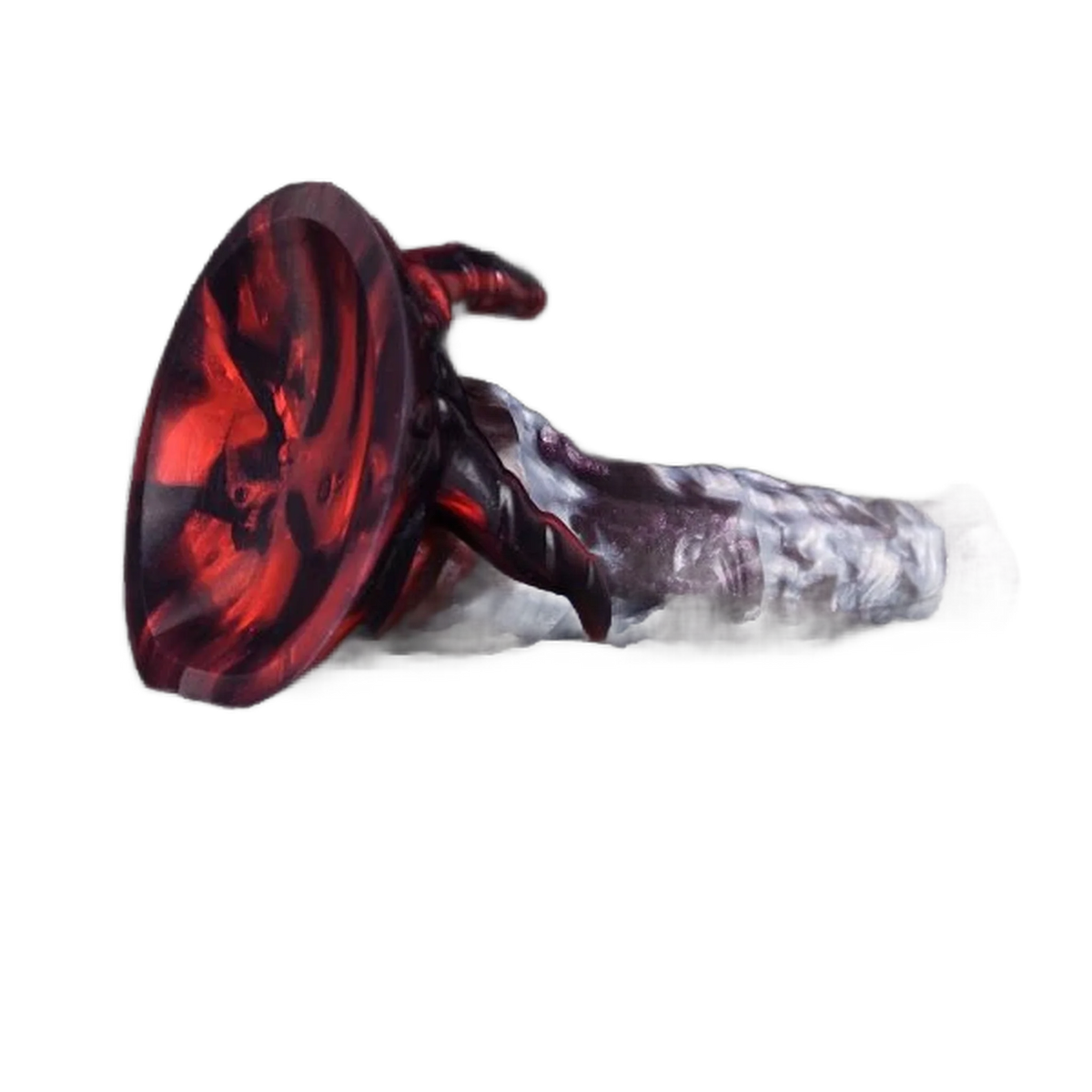 Dildo Hellfire Vicky silicone rosso-grigio spirali testa concava