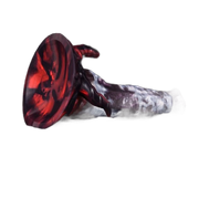 Dildo Hellfire Vicky silicone rosso-grigio spirali testa concava