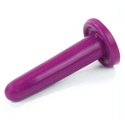 Mini dildo viola scuro laterale in silicone liscio con base circolare e incisione AS
