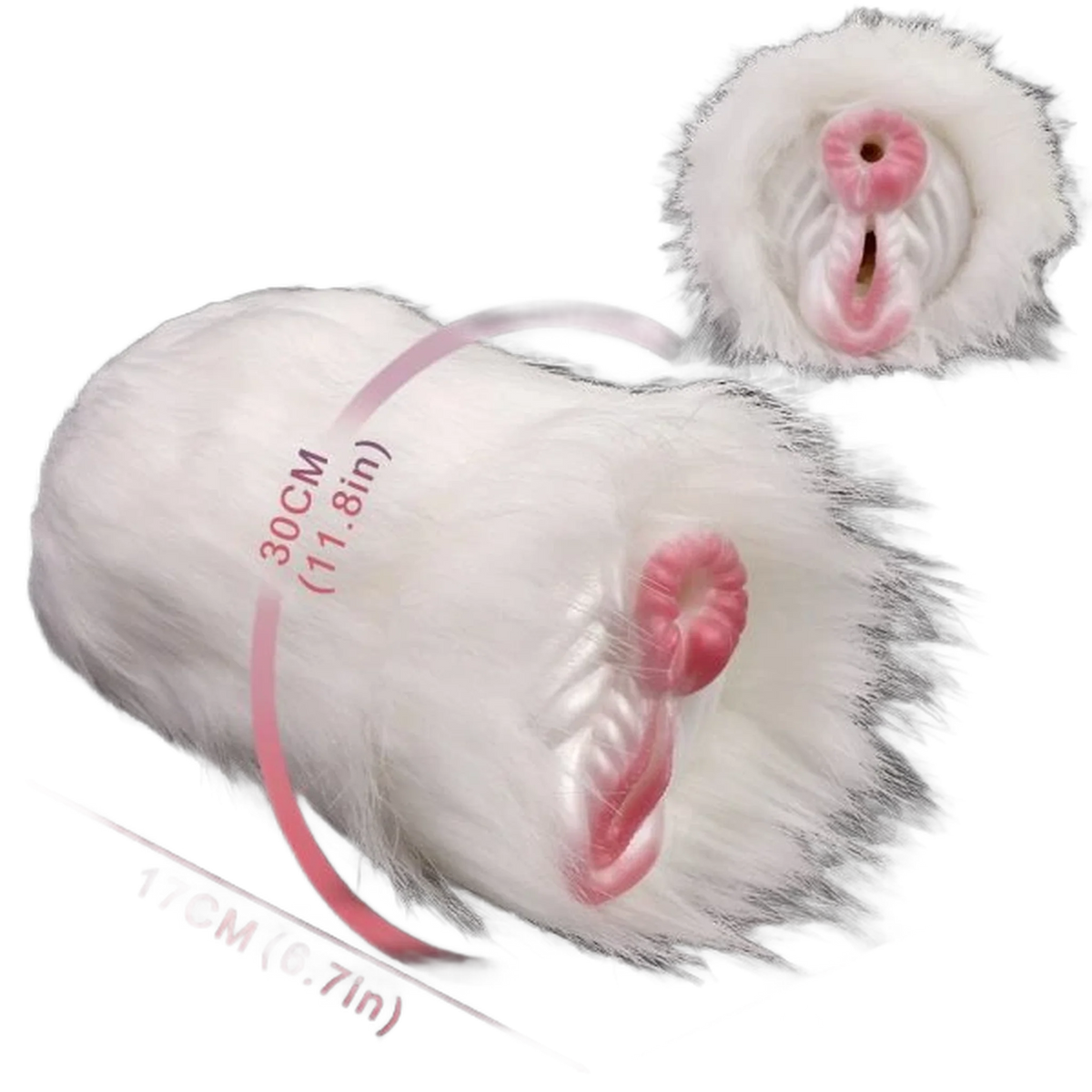 Giocattolo peloso a forma di cavallo con doppio canale in silicone liquido rosa e bianco
