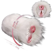 Giocattolo peloso a forma di cavallo con doppio canale in silicone liquido rosa e bianco