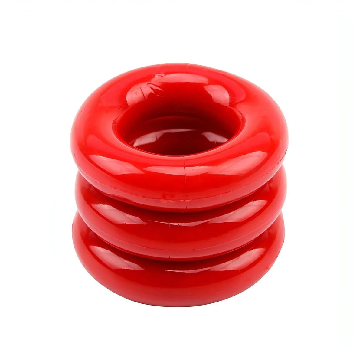 Set di tre anelli cockring rossi in TPE morbido con finitura lucida