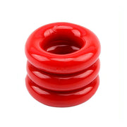 Set di tre anelli cockring rossi in TPE morbido con finitura lucida