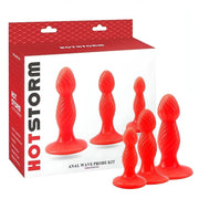 Confezione set di 3 plug anali rossi HOT STORM Chisa Novelties con scatola rossa