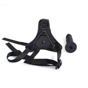 Strapon nero aperto con cinghie e dildo staccato base forata