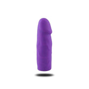 Pene in silicone viola anatomico testa arrotondata vista frontale