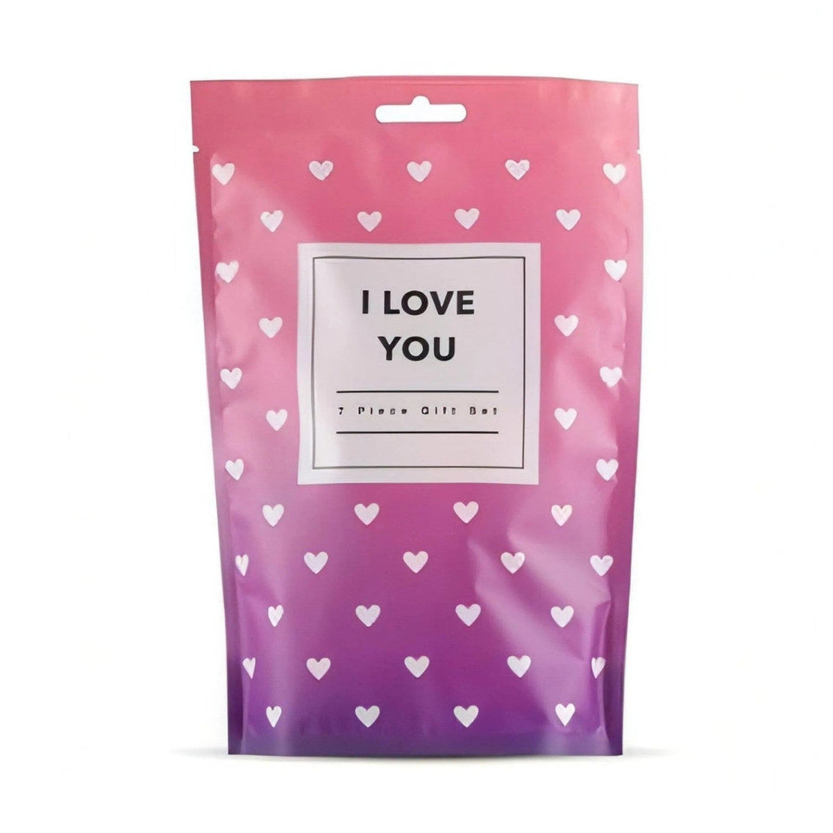 Sacchetto regalo rosa con cuoricini per set erotico I Love You da 7 pezzi
