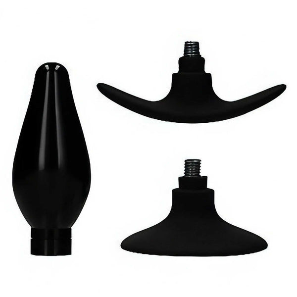 Interchangeable Butt Plug Set - Rounded Large - Black