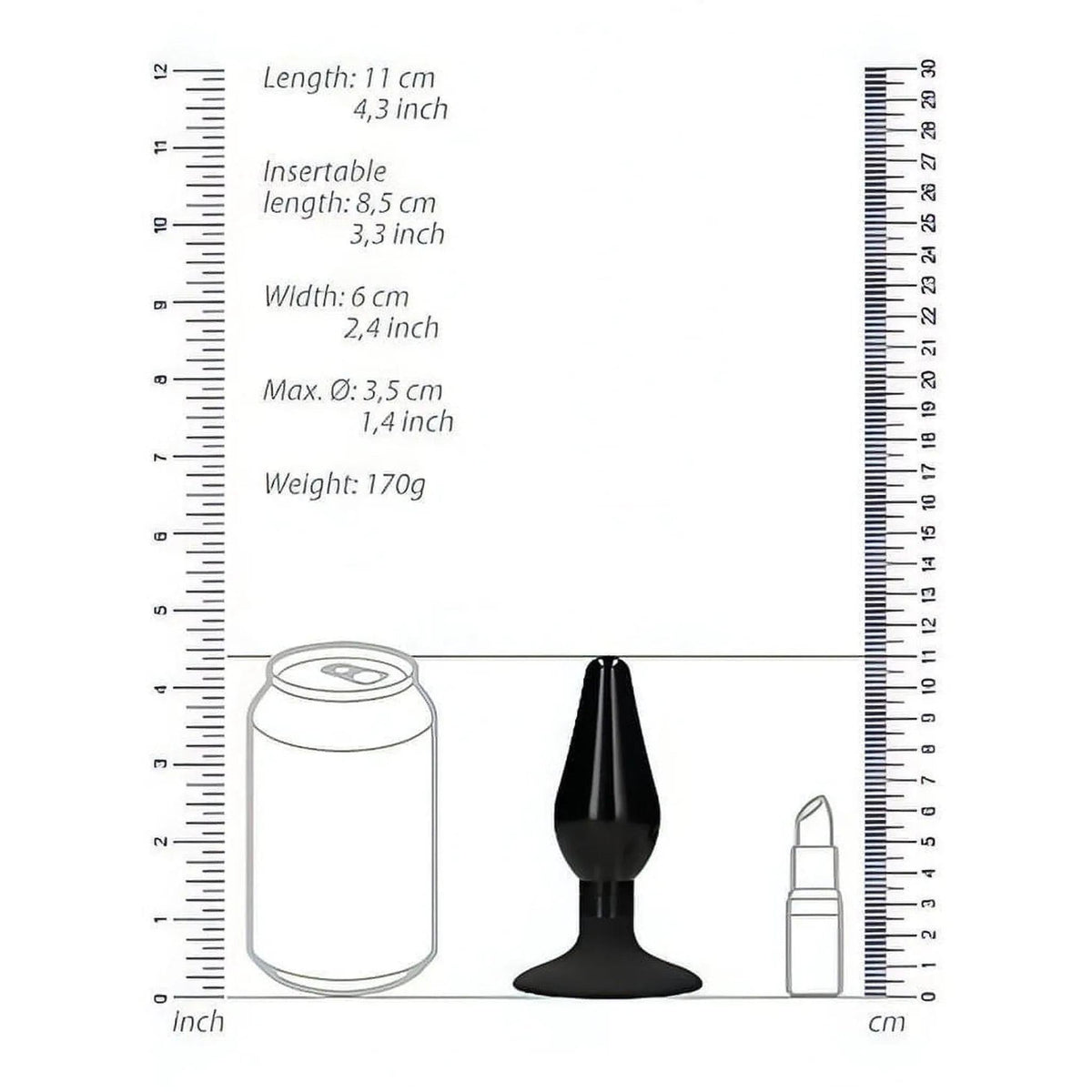 Interchangeable Butt Plug Set - Rounded Large - Black