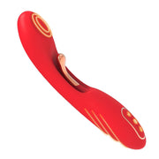 Vibratore rabbit rosso con funzione riscaldamento LED arancione e controllo vibrazione