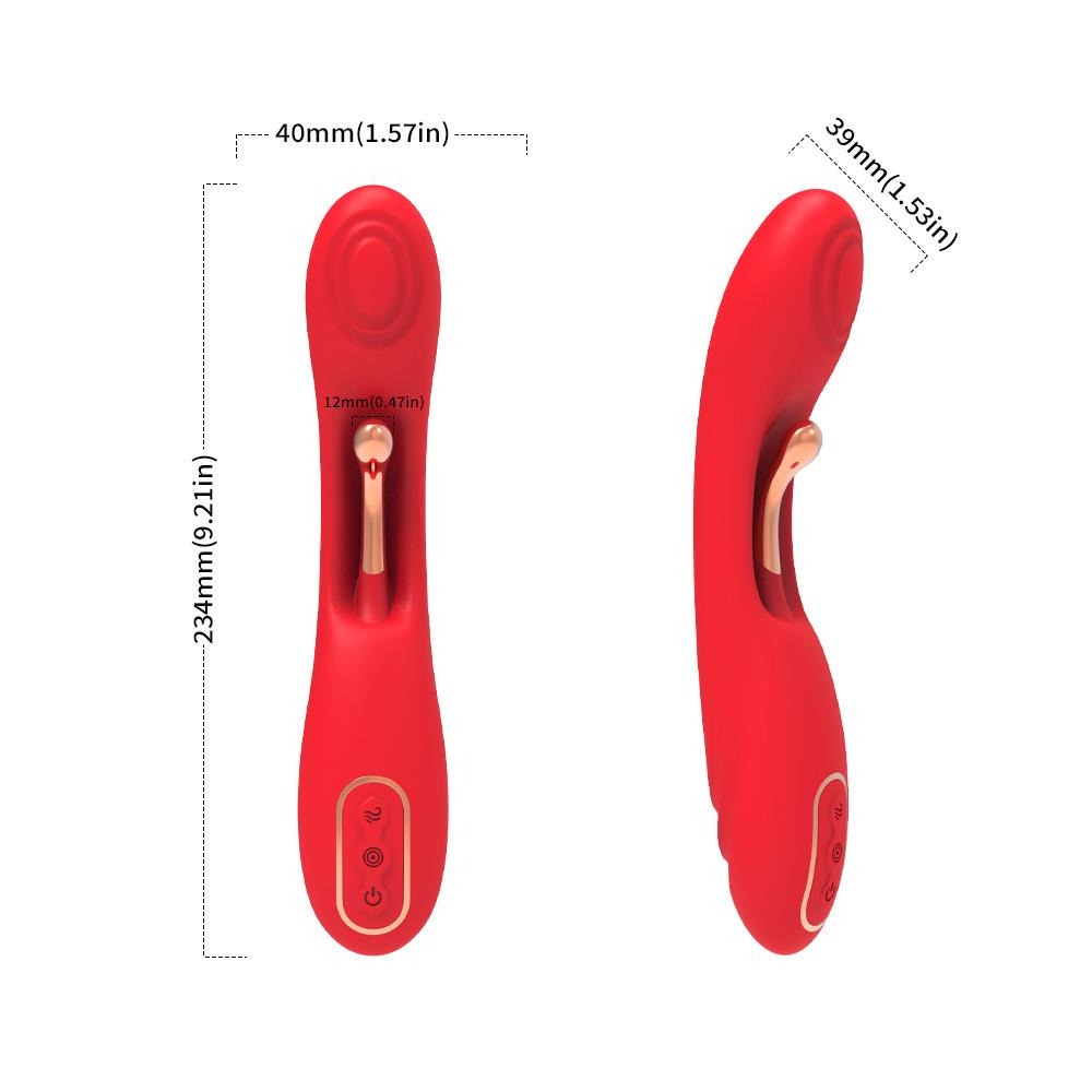 Vibratore punto G rabbit rosso dimensioni 234mm con doppio motore e pulsanti dorati