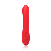 Retro vibratore rabbit rosso con presa USB-C bordo oro e marchio certificazione CE