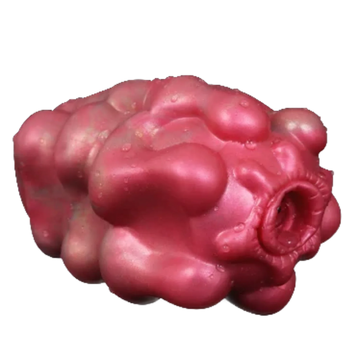 Masturbatore Jagged Bones rosa in silicone liquido con forma organica e apertura ondulata