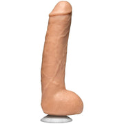 Dildo John Holmes beige chiaro montato su ventosa bianca per fissaggio