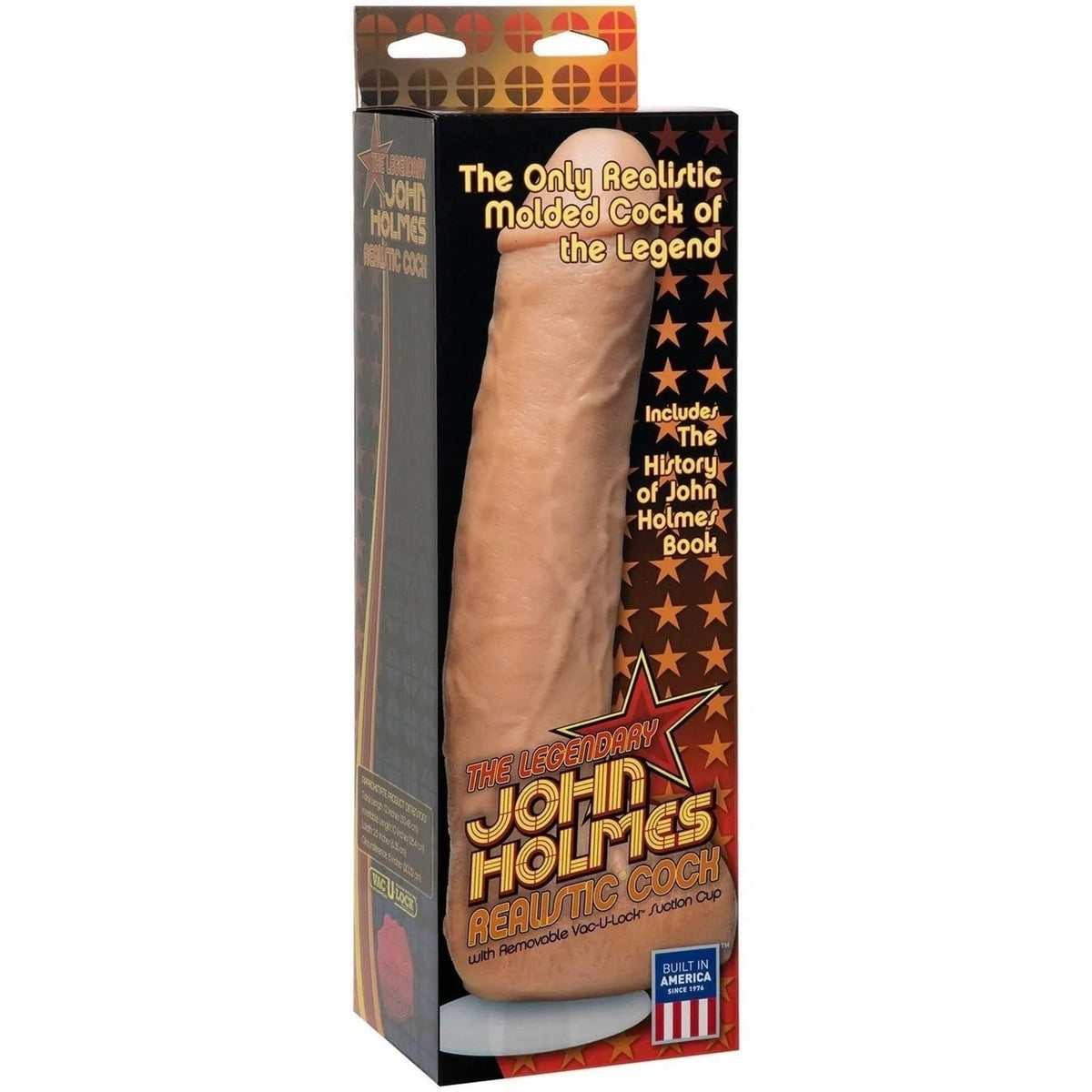 Confezione dildo John Holmes Realistic Cock Vac-U-Lock con libro incluso