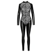Jumpsuit aderente con inserto di velluto tigrato