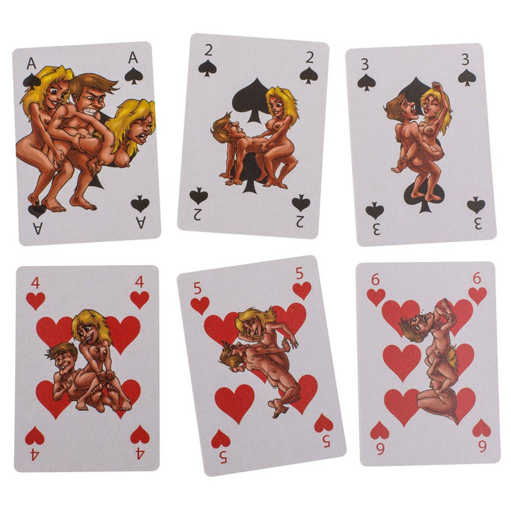 Set carte da gioco Kamasutra cuori e picche con arte erotica