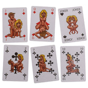 Carte da gioco Kamasutra con disegni erotici su sfondo bianco