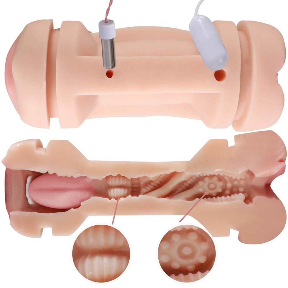 Kay Cup Masturbatore Vibrante Doppio con Bocca e Vagina