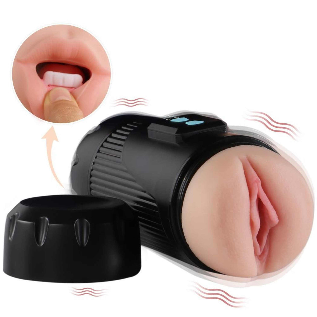 Kay Cup Masturbatore Vibrante Doppio con Bocca e Vagina