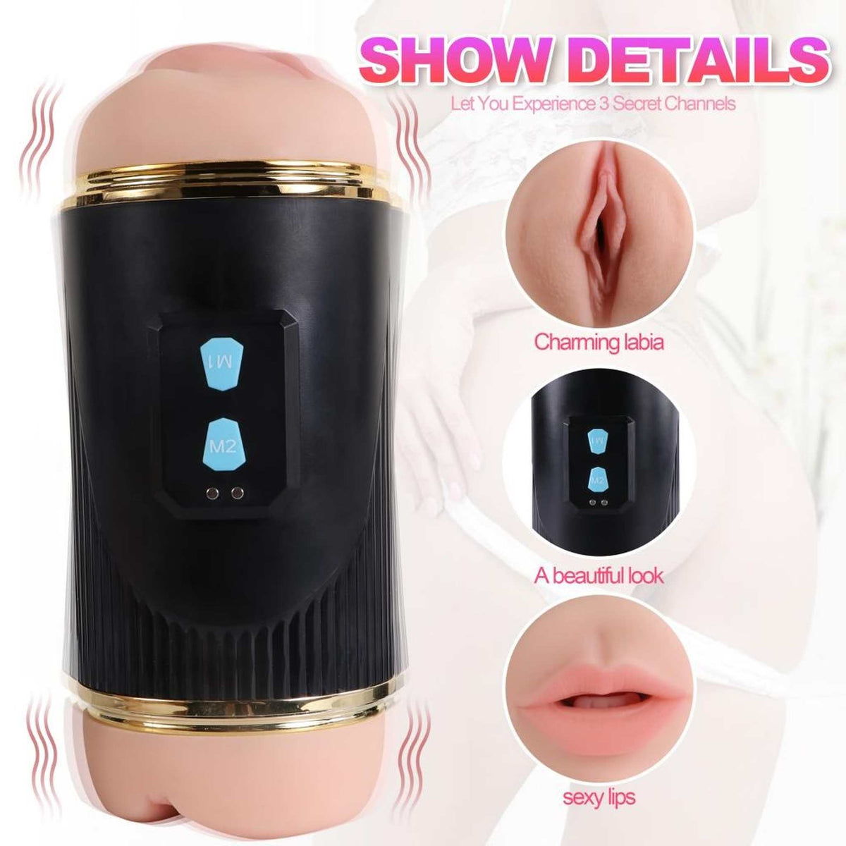 Kay Cup Masturbatore Vibrante Doppio con Bocca e Vagina