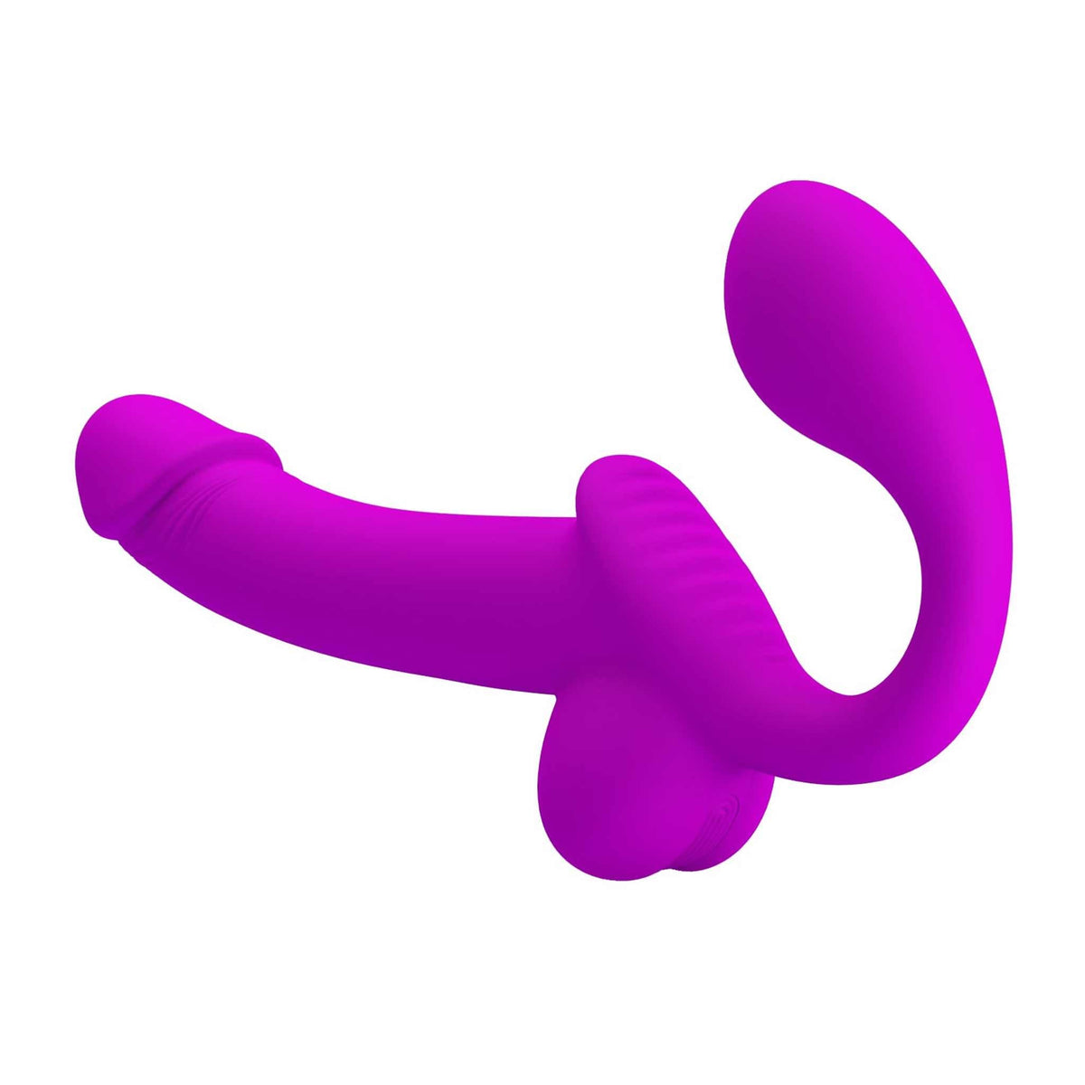 Profilo dildo strap-on viola acceso Kelpie in silicone lucido con base ergonomica a U