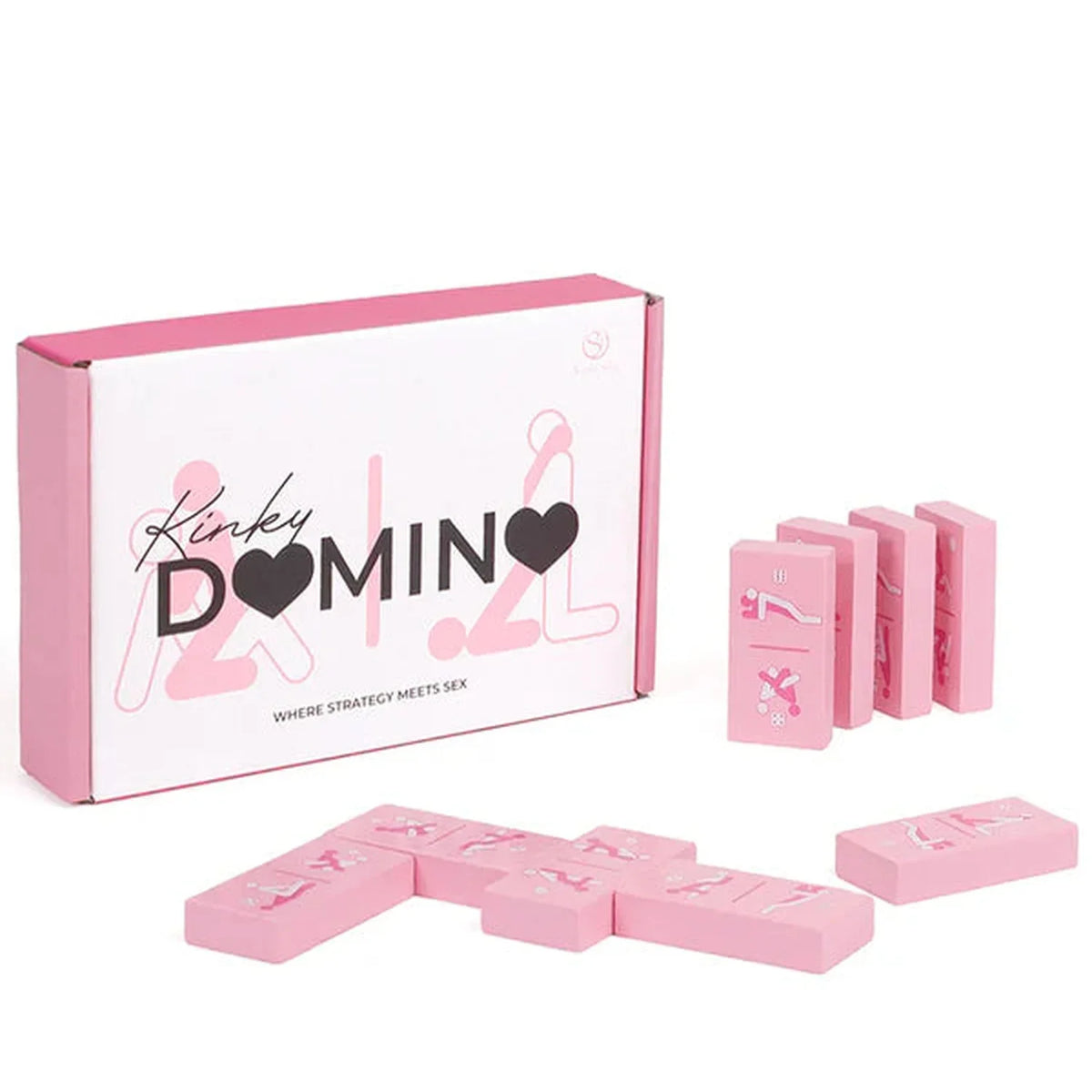 Scatola gioco erotico Kinky Domino rosa con tessere e slogan strategico