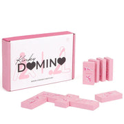 Scatola gioco erotico Kinky Domino rosa con tessere e slogan strategico