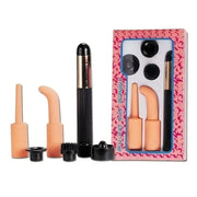 Kit vibratore rosa carne con testine e cappucci intercambiabili, stile vintage