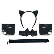 Kit accessori gattina nero con cerchietto orecchie, collare papillon, polsini e coda