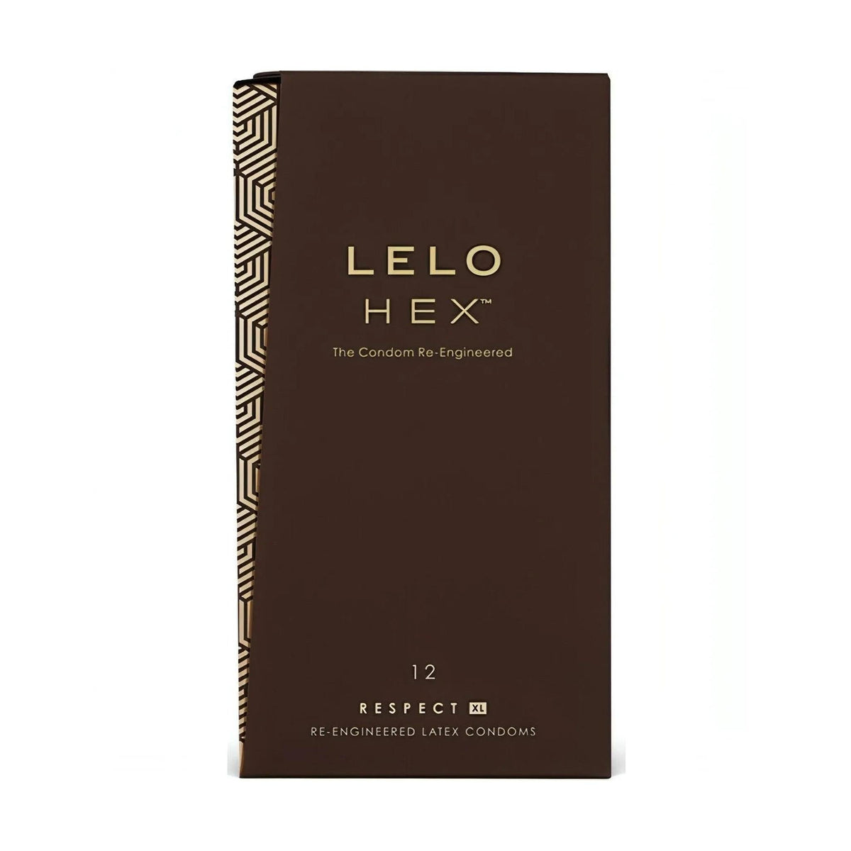 Confezione da 12 preservativi Lelo Hex Respect XL in lattice naturale colore marrone scuro