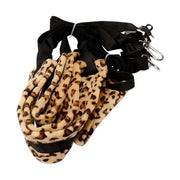 Altalena dell'amore leopardata con cinghie nere e imbottitura peluche beige