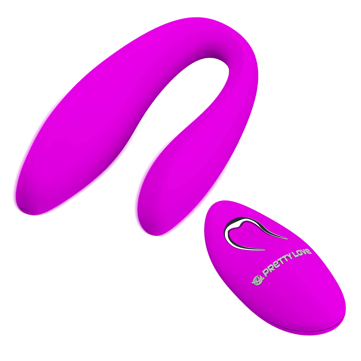 Vibratore di coppia C-shaped viola acceso in silicone con telecomando wireless Pretty Love