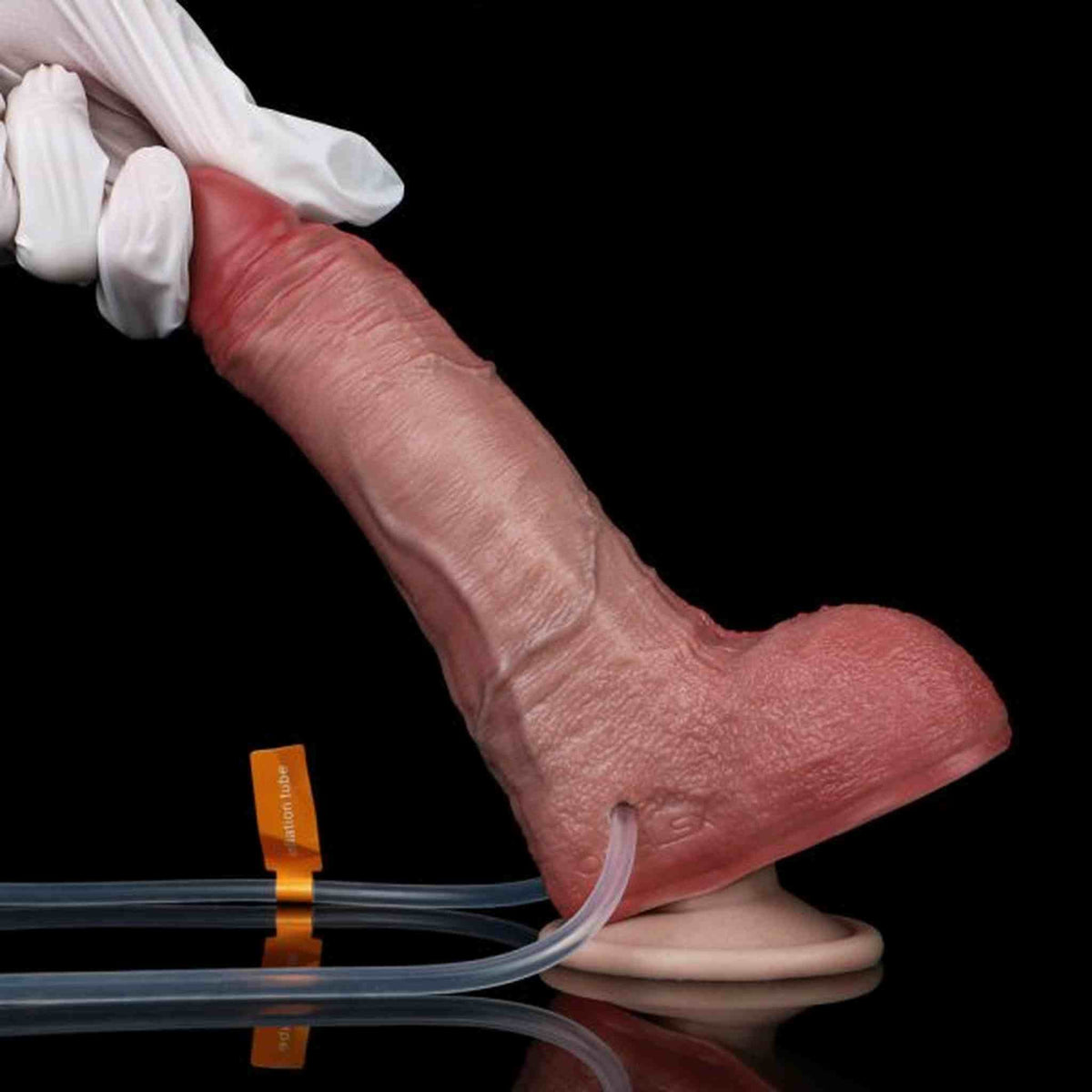 Dildo realistico color carne gonfiabile con effetto spruzzo e dettagli venosi