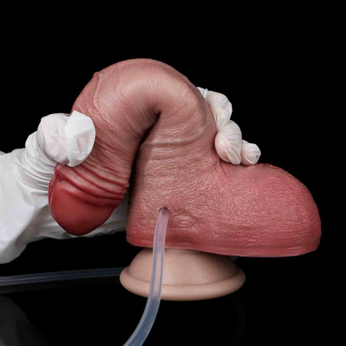 Dildo color pelle con finitura anatomica dettagliata e marchio OPELX sulla base