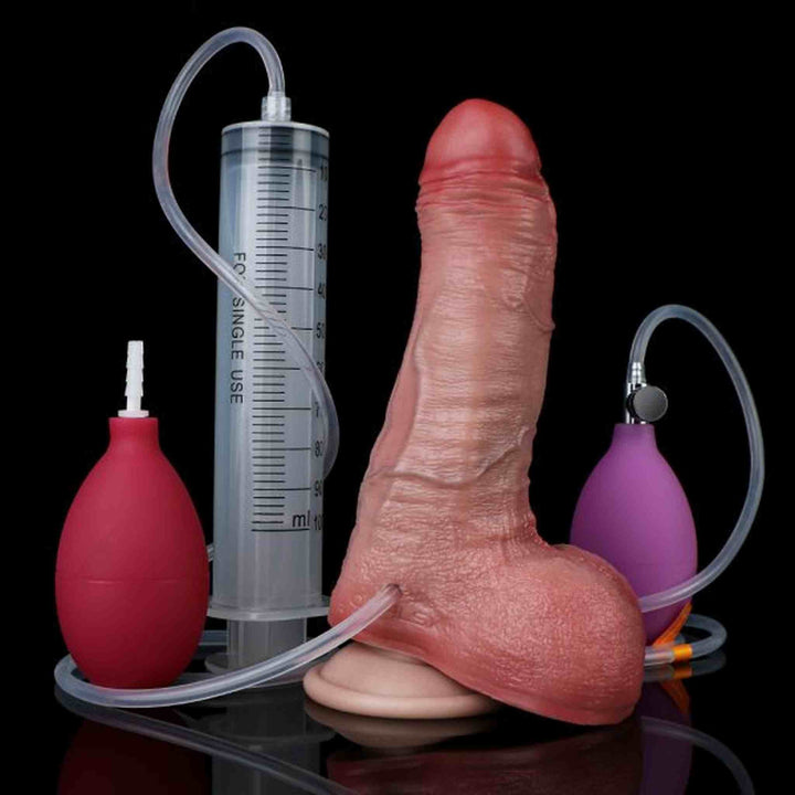 Kit dildo gonfiabile color pelle con siringa, bollitori e accessori per uso singolo