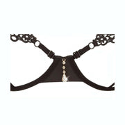 Completino intimo nero Cottelli con fascia centrale decorata da pendente dorato e apertura inguinale