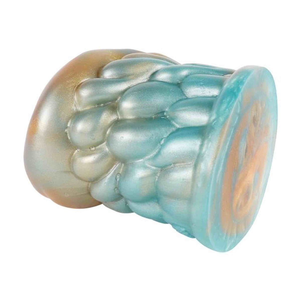 Dettaglio superficie noduli masturbatore silicone liquido blu fiamma iridescente