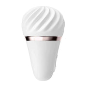 Vista laterale vibratore Lay-on Satisfyer bianco interruttore nascosto