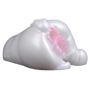Vista frontale maialino masturbatore silicone bianco interno rosa