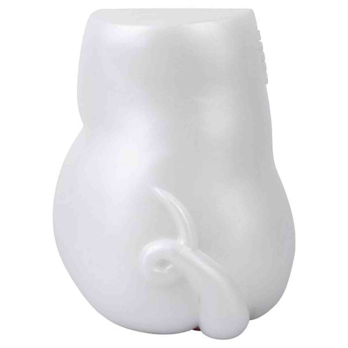 Vista posteriore maialino silicone bianco con coda curva