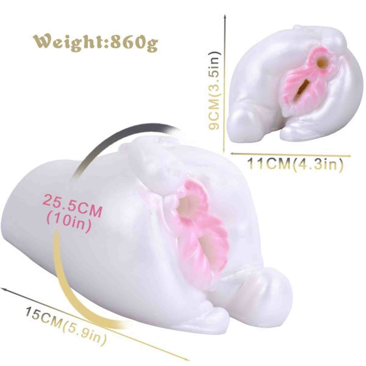 Dimensioni maialino masturbatore silicone bianco 25.5 cm