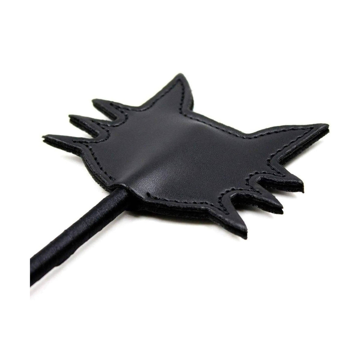 Paddle nero in ecopelle vista laterale superficie liscia e cuciture precise