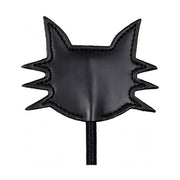 Paddle BDSM nero in ecopelle a forma di testa di gatto con orecchie a punta