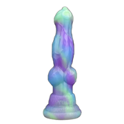 Dildo silicone Lotus Wolf colorato sfumato viola blu verde chiaro con nodo centrale